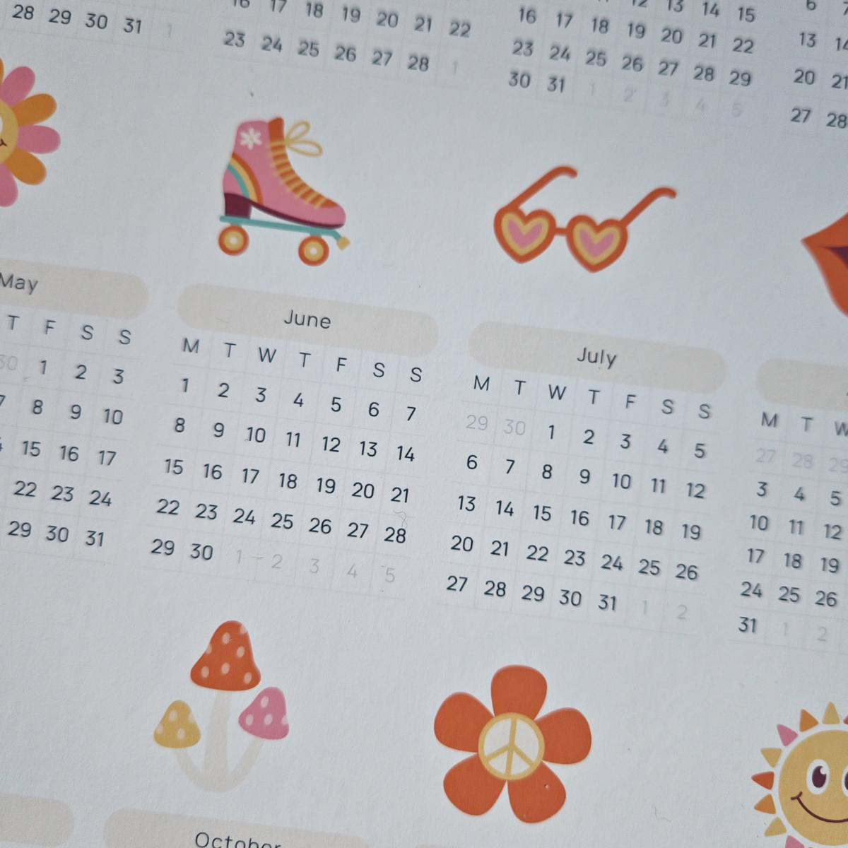 Retro Magnetic Calendar – 2026 or School Year – Butterfly & Flower Theme 🦋🌼