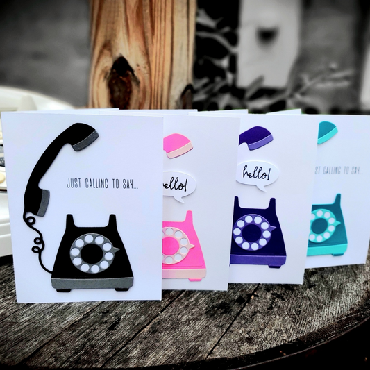 Retro Phone Handmade Greeting Card