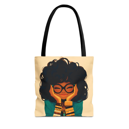 Amara Sage Tote Bag – Curly Contemplations Edition (16x16")