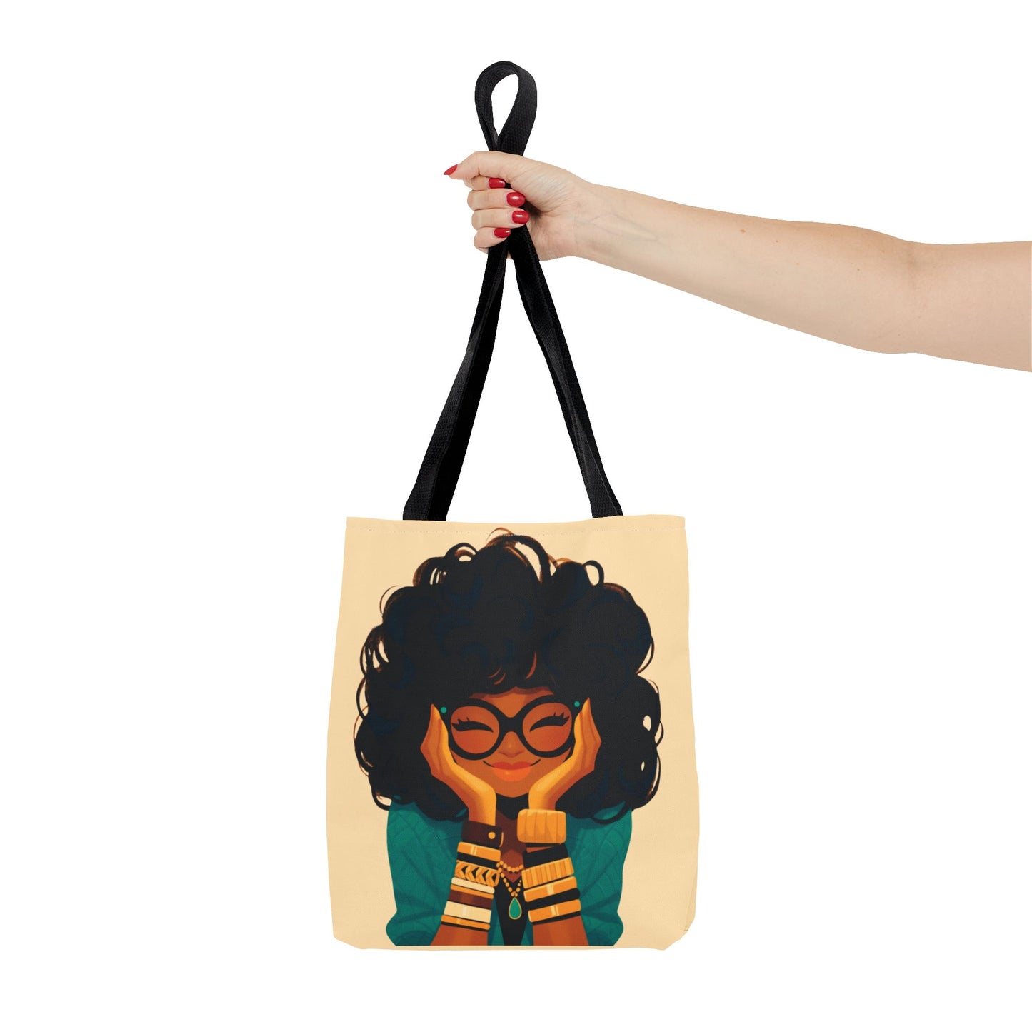 Amara Sage Tote Bag – Curly Contemplations Edition (16x16")