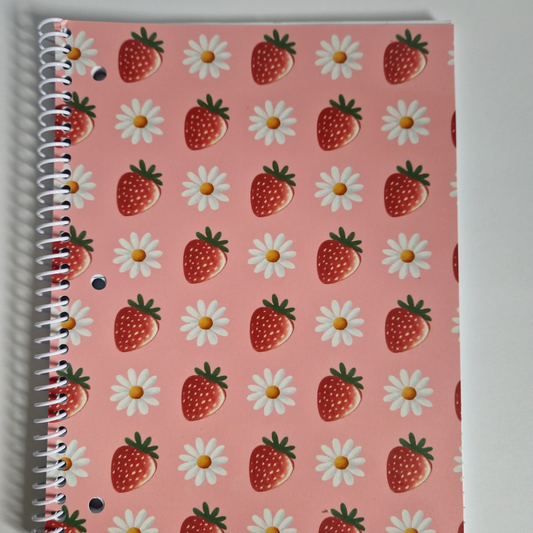 Sweet & Smart Spiral Notebook – 70 Pages, College or Wide Ruled 🍓✨