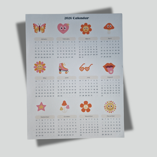 Retro Magnetic Calendar – 2026 or School Year – Butterfly & Flower Theme 🦋🌼