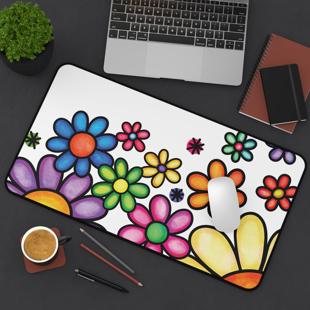 Joyful Blooms Desk Mat | Cute Workspace Desk Pad