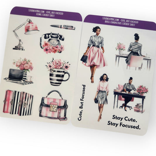 Cute, But Focused Sticker Sheet Set