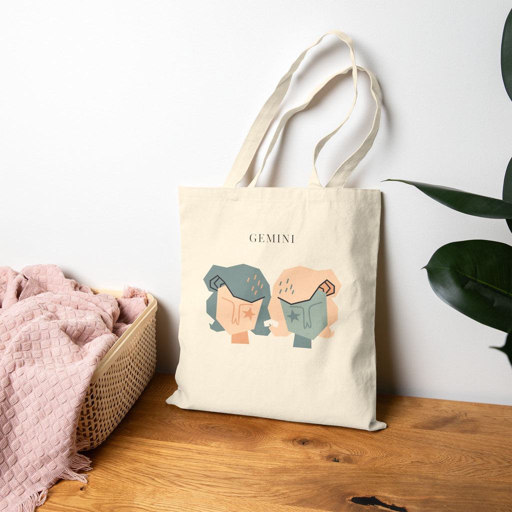 Gemini Zodiac Tote Bag (Everyday Canvas Tote for Work, Errands, and On-the-Go Use)