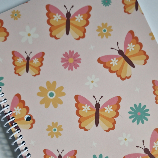 Flutter Forward Retro Spiral Notebook – 70 Pages, College or Wide Ruled 🦋✨