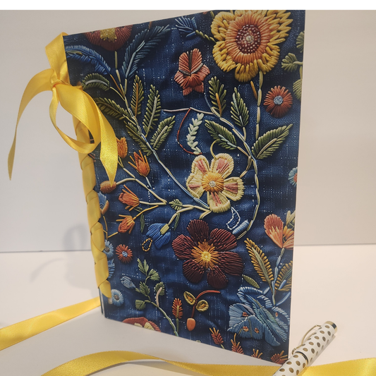 Golden Bloom Ribbon-Bound Journal