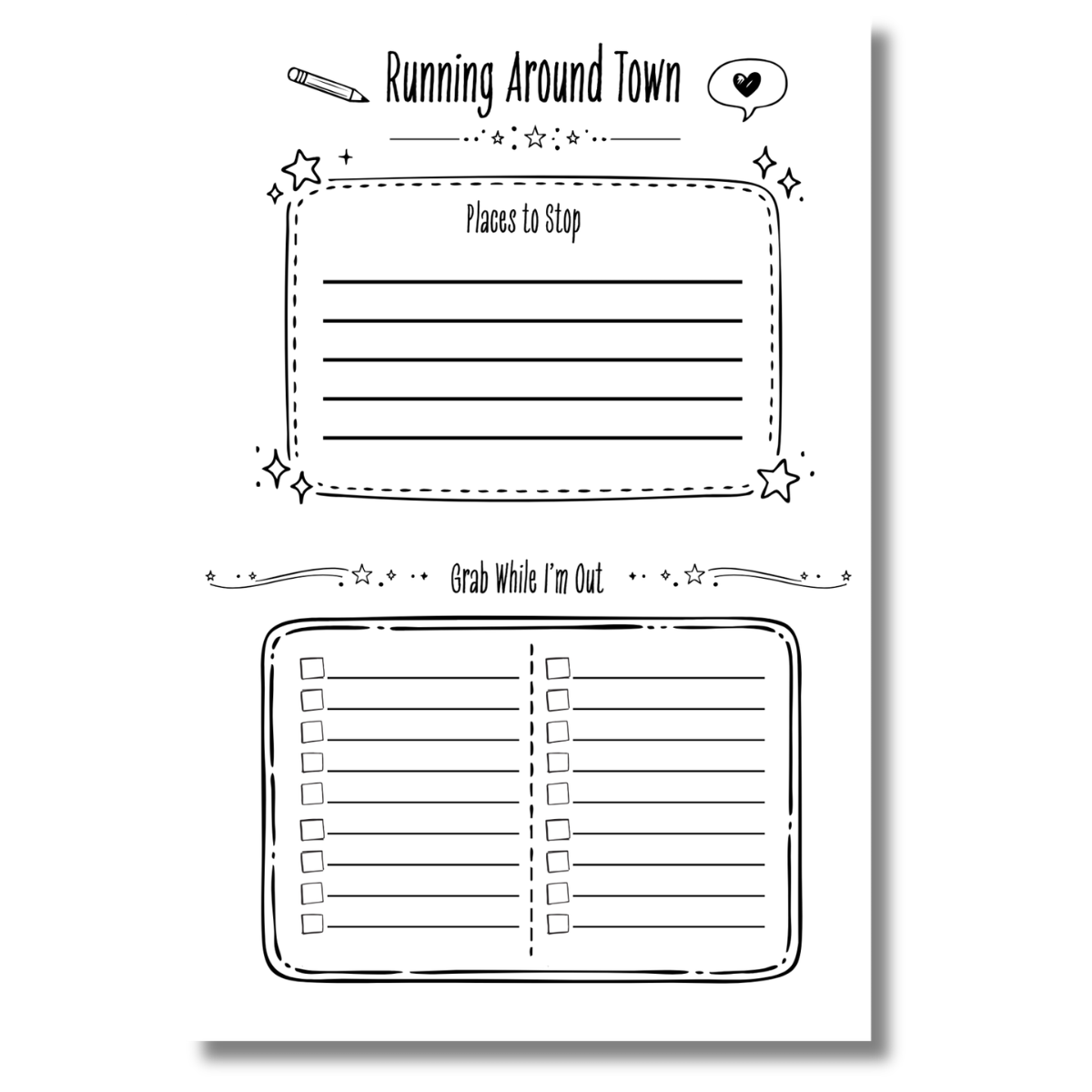 Running Around Town | Car Errand Notepad