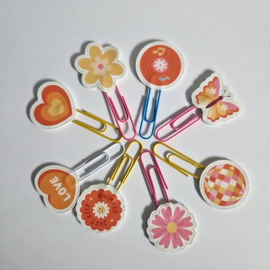 Flutter Forward Retro Paperclip Set – 8 Handmade Decorative Clips 🦋🌸✨