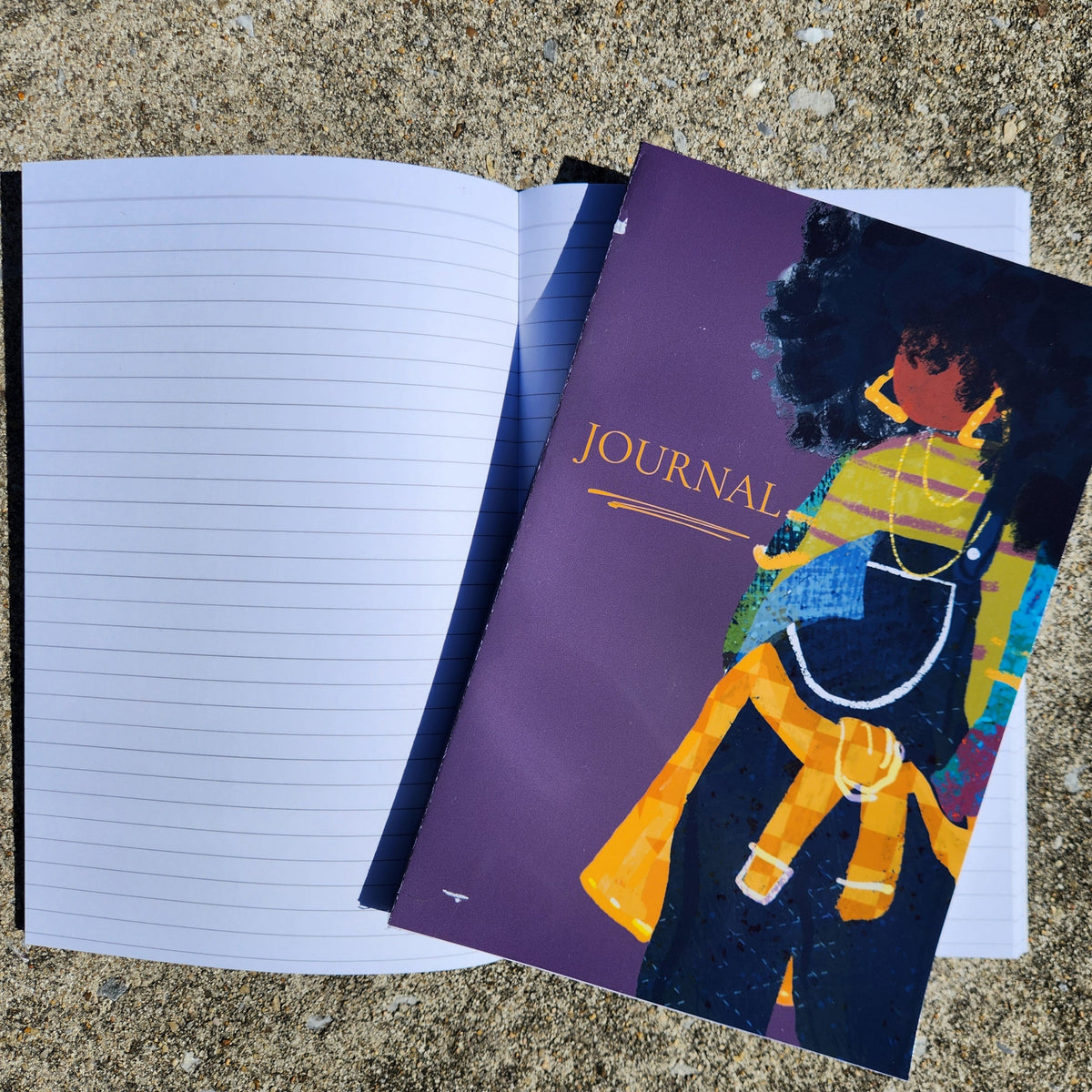 JJ 6x9 lined journal shown with open writing pages