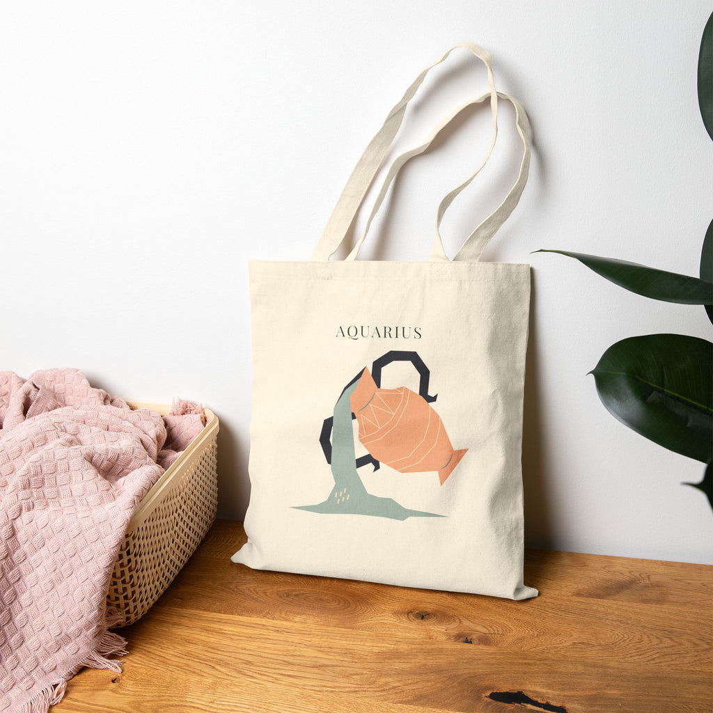 Aquarius Zodiac Tote Bag (Everyday Canvas Tote for Work, Errands, and On-the-Go Use)