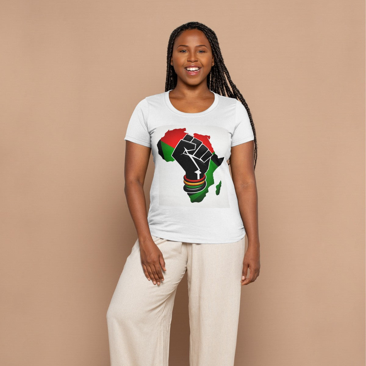 "Power & Unity" Silver Unisex T-Shirt with African Continent Graphic - 100% Cotton (XS-4XL)