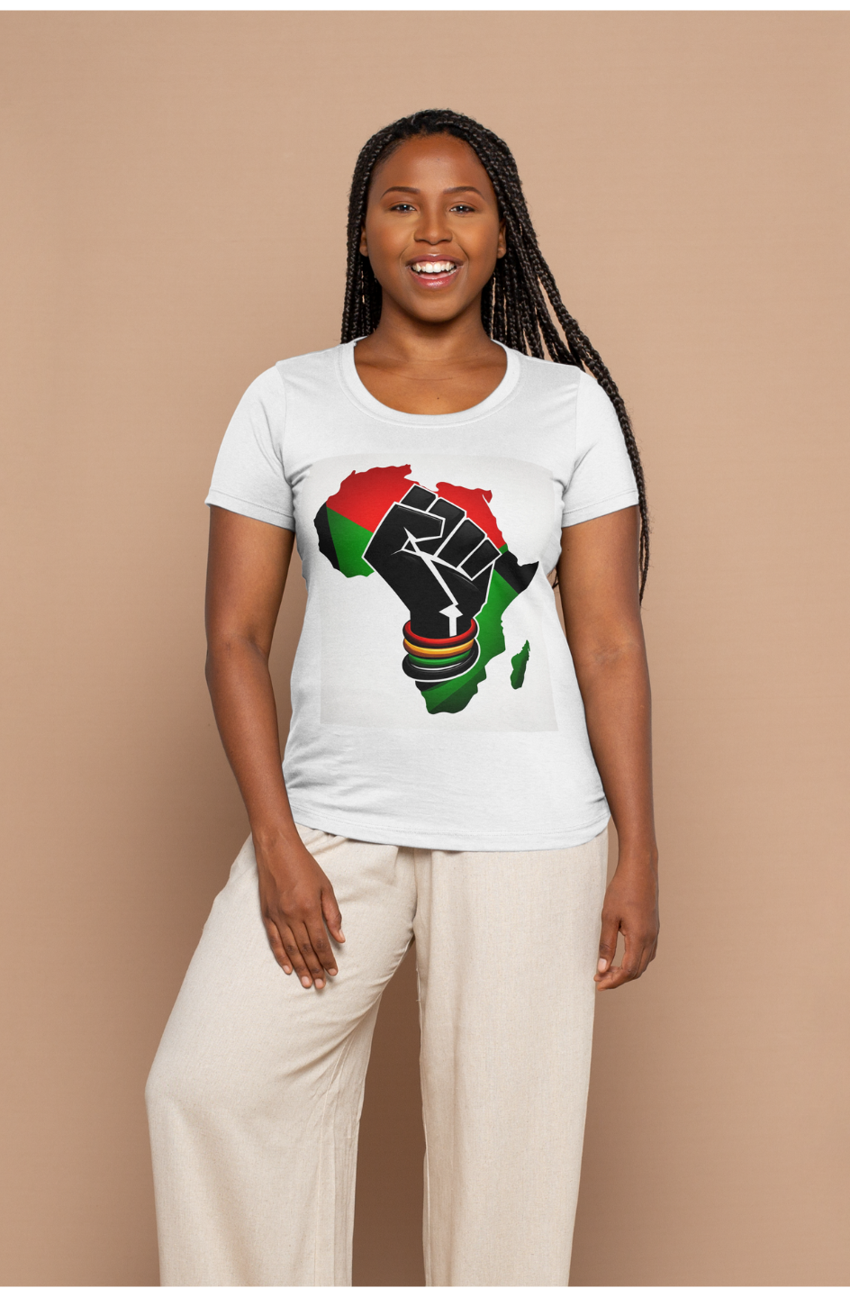 "Power & Unity" Silver Unisex T-Shirt with African Continent Graphic - 100% Cotton (XS-4XL)