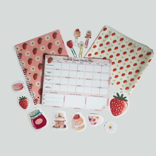 Sweet & Smart Stationery Set – 5-Piece Coordinated Collection 🍓✨