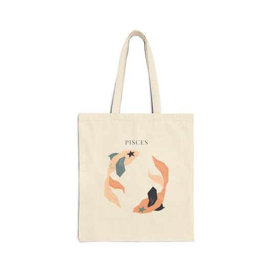 Pisces Zodiac Tote Bag (Everyday Canvas Tote for Work, Errands, and On-the-Go Use)