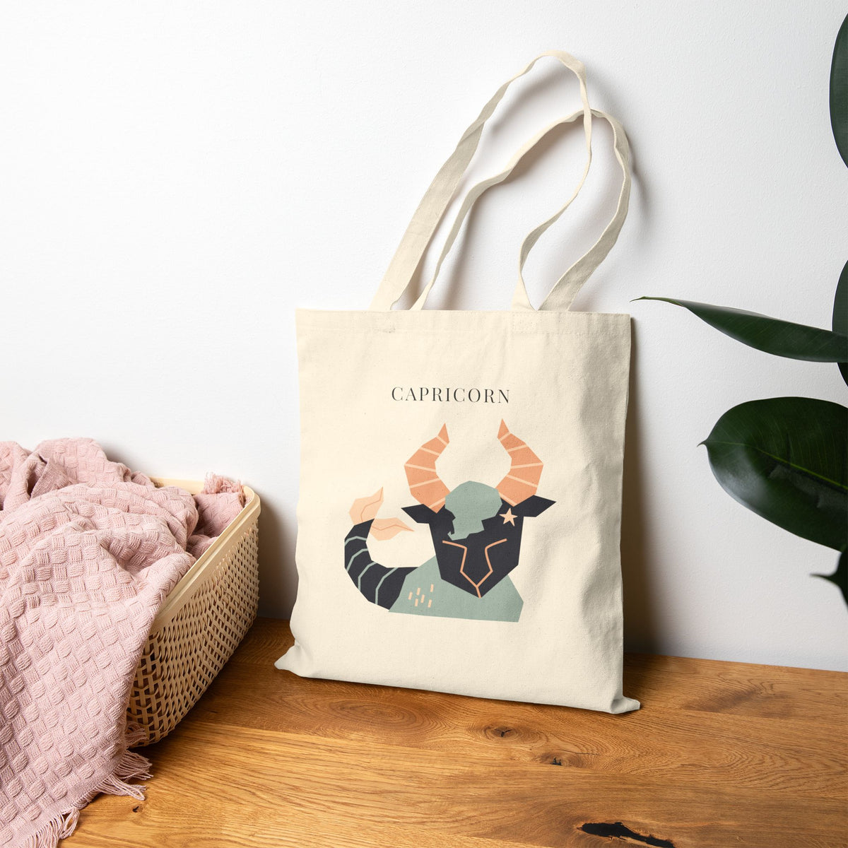 Capricorn Zodiac Tote Bag (Everyday Canvas Tote for Work, Errands, and On-the-Go Use)