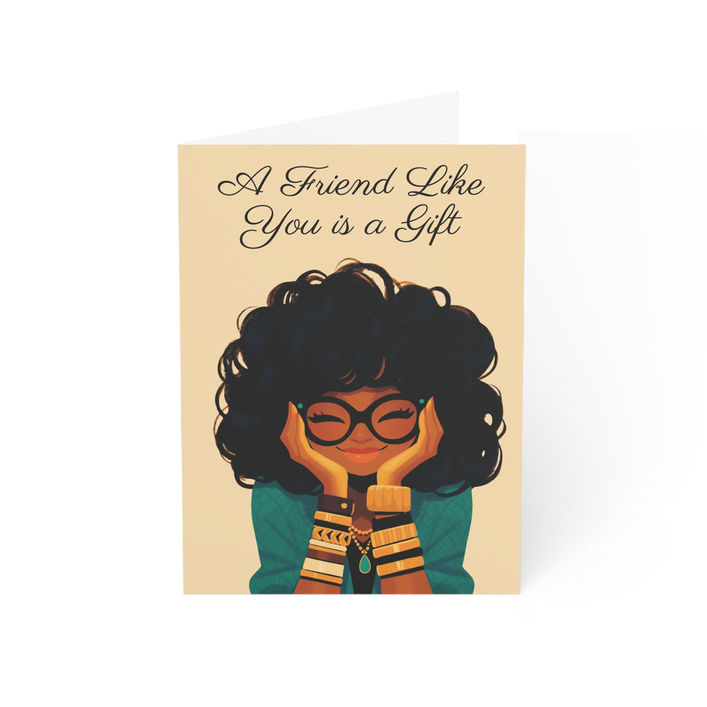 Amara Sage Note Card Set – Curly Contemplations Collection (4-Pack with Envelopes)