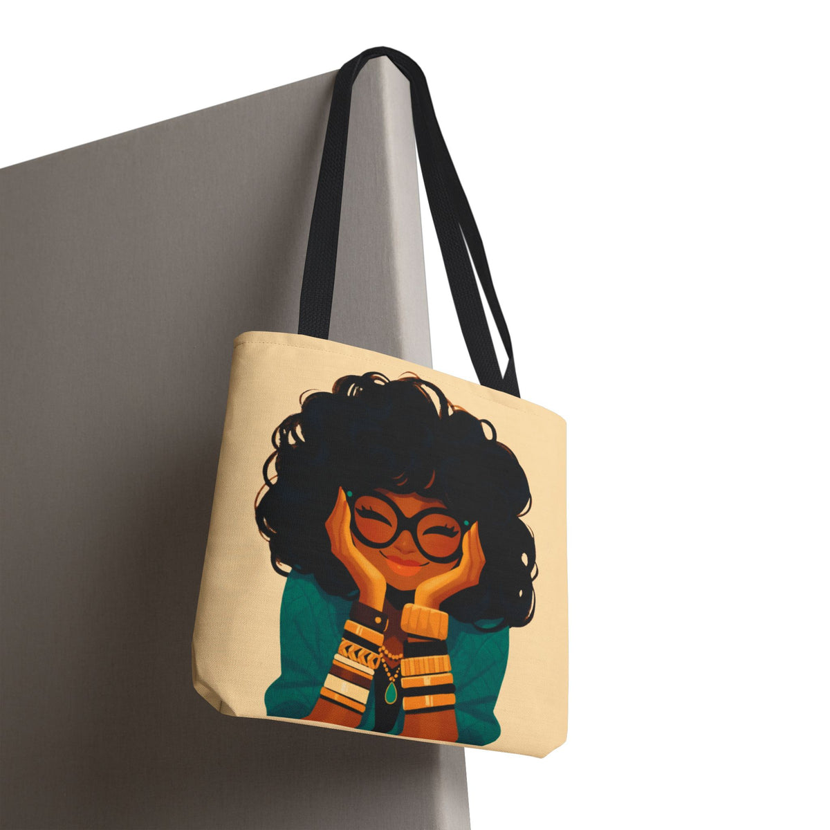 Amara Sage Tote Bag – Curly Contemplations Edition (16x16")