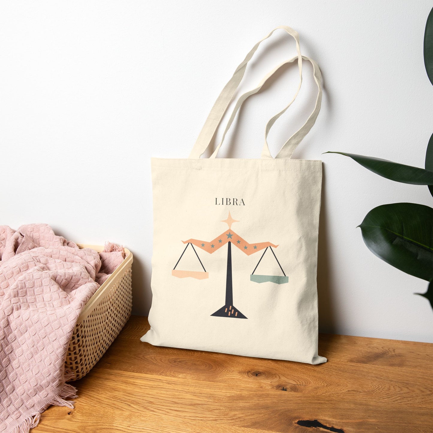 Libra Zodiac Tote Bag (Everyday Canvas Tote for Work, Errands, and On-the-Go Use)