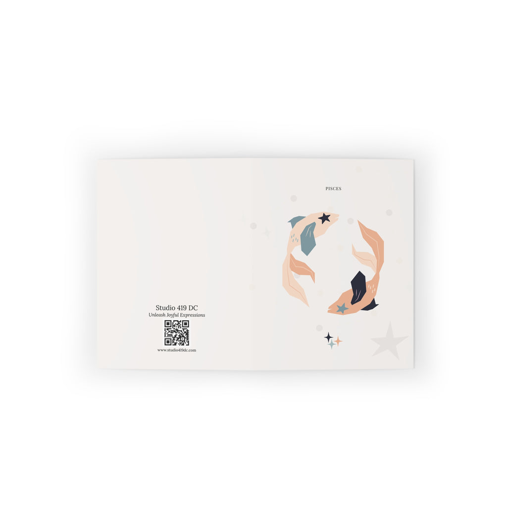 Pisces Zodiac Greeting Card (A2 Blank Card for Birthdays & Everyday Notes)
