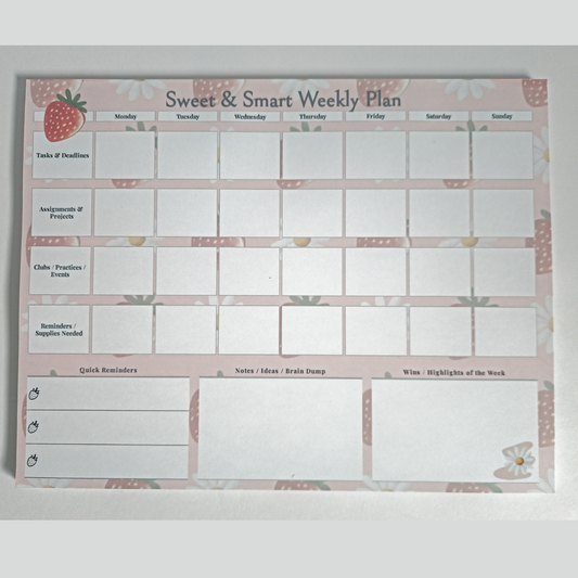 Sweet & Smart Weekly Planner – 36 Weeks, Undated 🍓✨