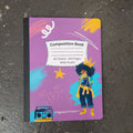 JJ composition book with colorful 90s-inspired character cover