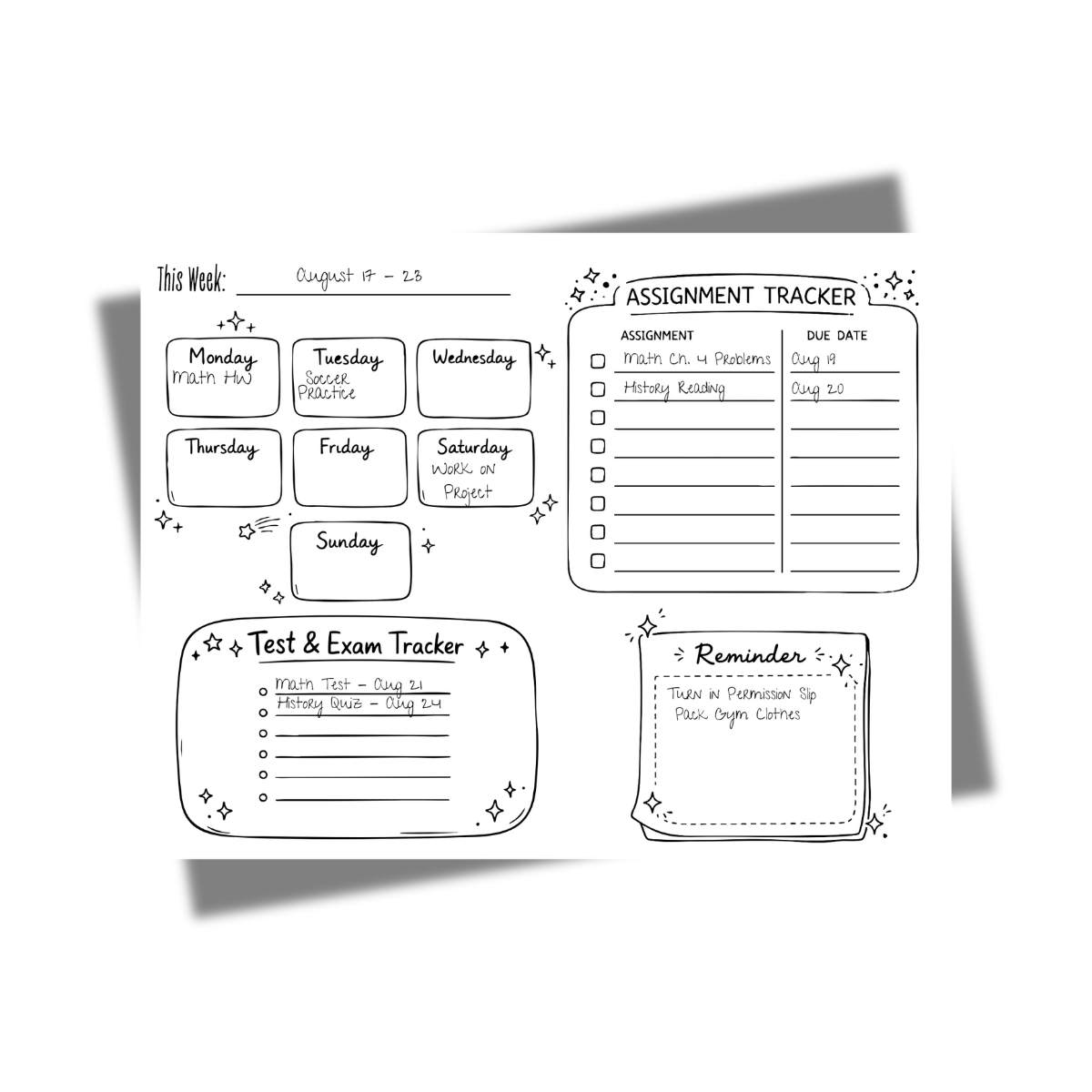 Printable Weekly School Planner