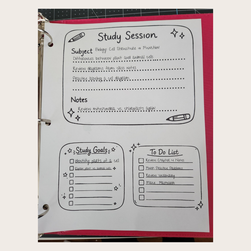 Printable Study Session Planner