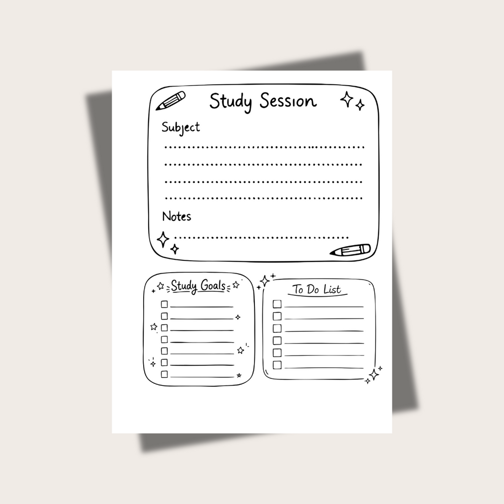 Printable Study Session Planner