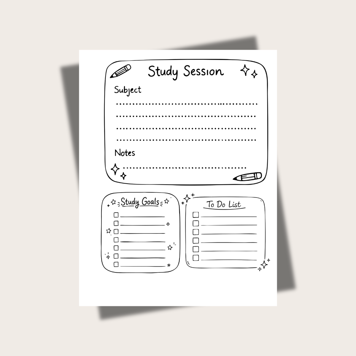 Printable Study Session Planner