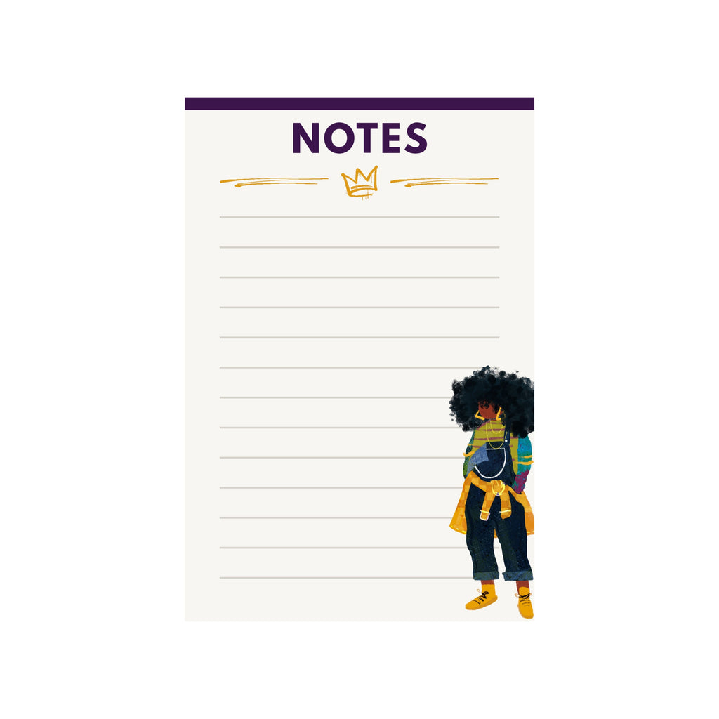 JJ 4×6 lined notepad design with writing lines and colorful JJ character artwork